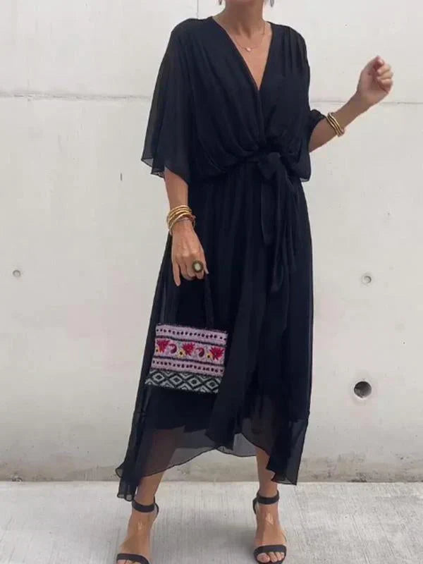Women's Flowy Casual Midi Dress-Metro Lane Plaza