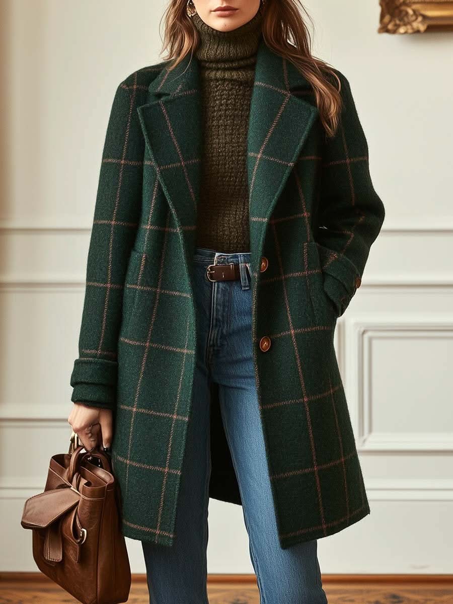 Women's Classic Plaid Long Coat