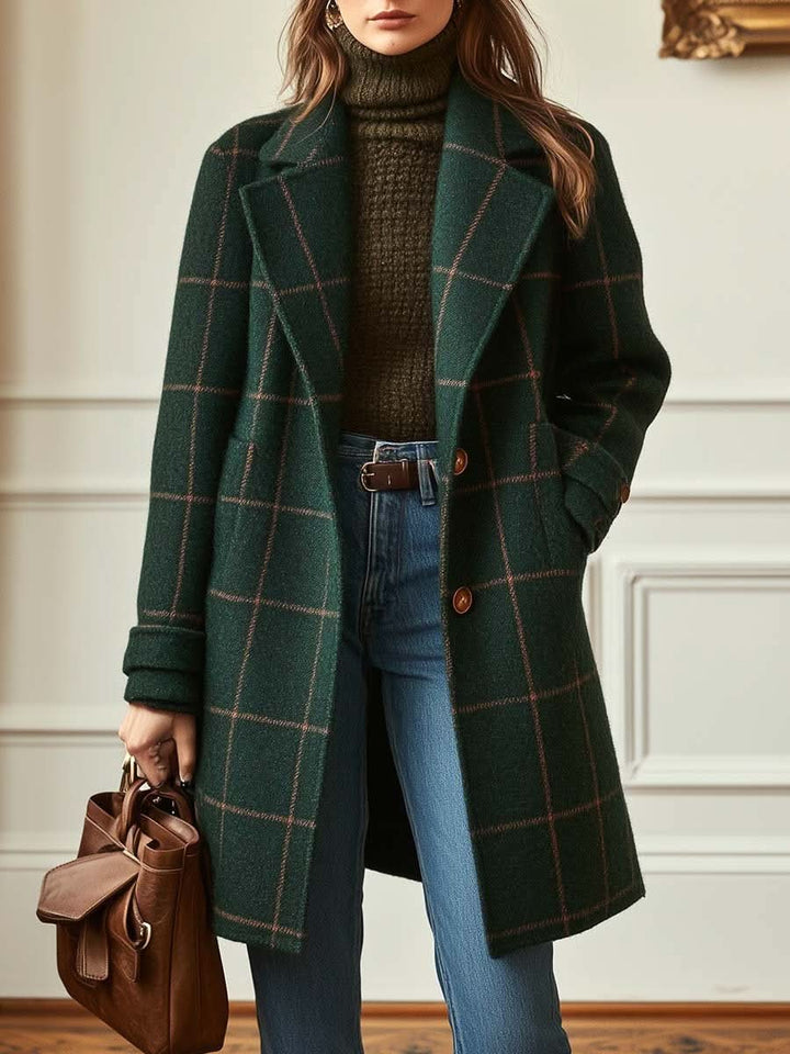 Women's Classic Plaid Long Coat