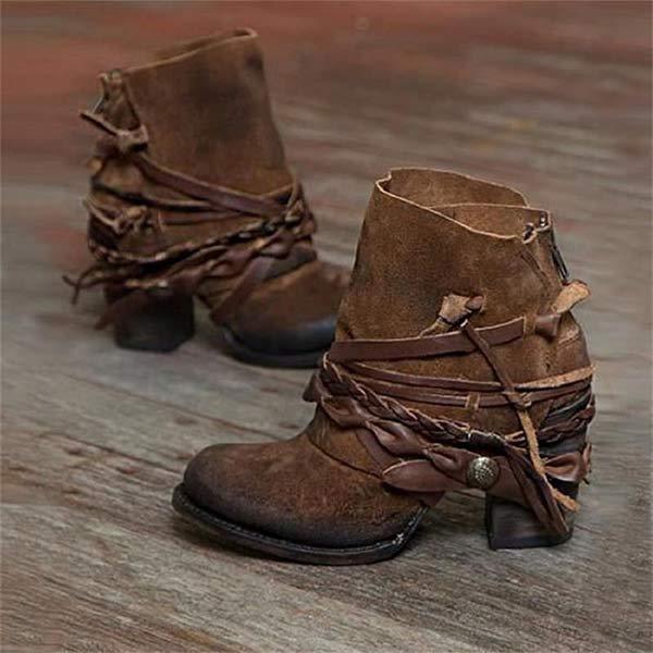 Botins western elegantes para mulher em pele sintética, com salto confortável