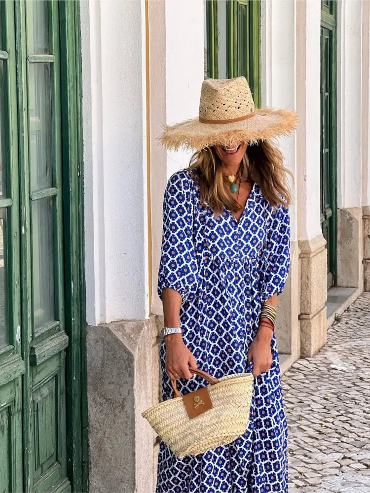 Kate | Women's V-Neck Tiered Maxi Dress Alternative-Metro Lane Plaza