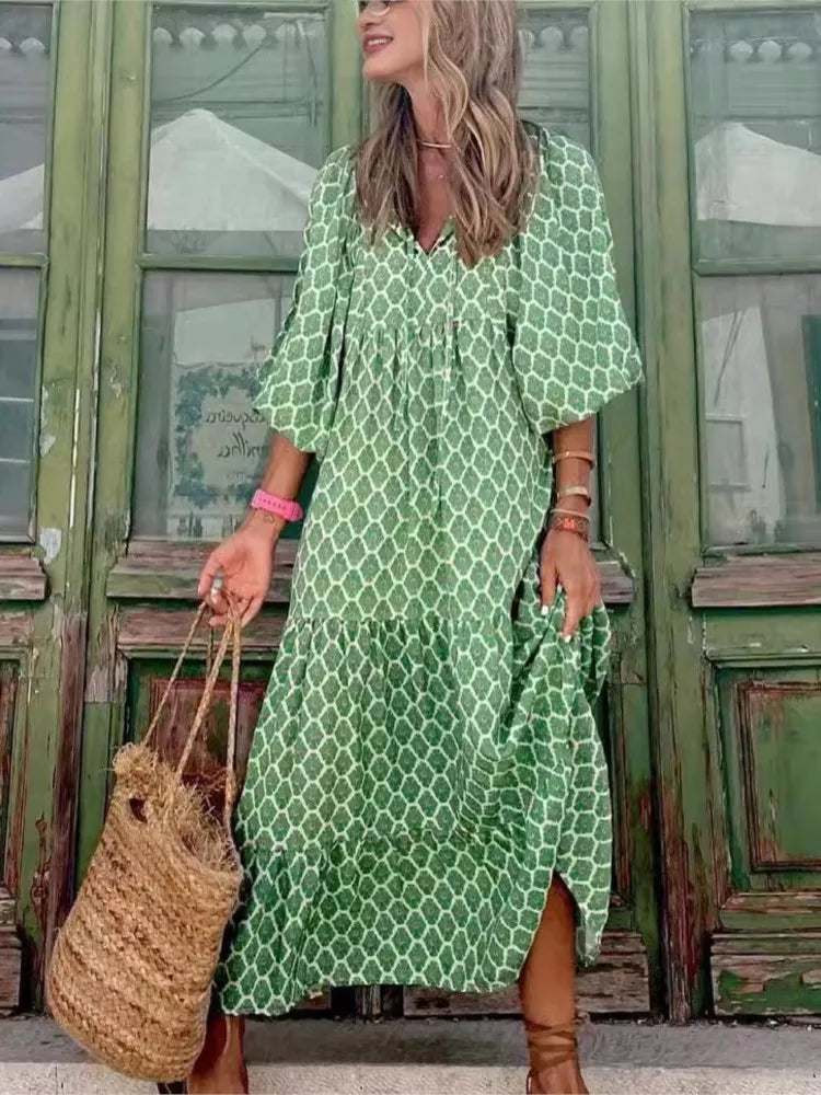 Kate | Women's V-Neck Tiered Maxi Dress Alternative-Metro Lane Plaza