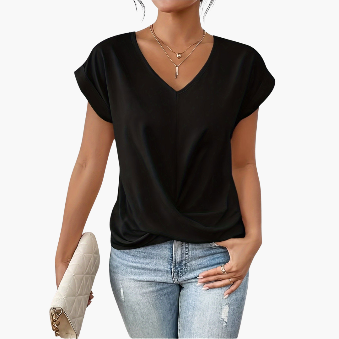 Katelyn | Women's Twist Front V-Neck Top-Metro Lane Plaza