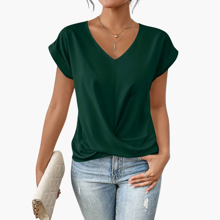 Katelyn | Women's Twist Front V-Neck Top-Metro Lane Plaza