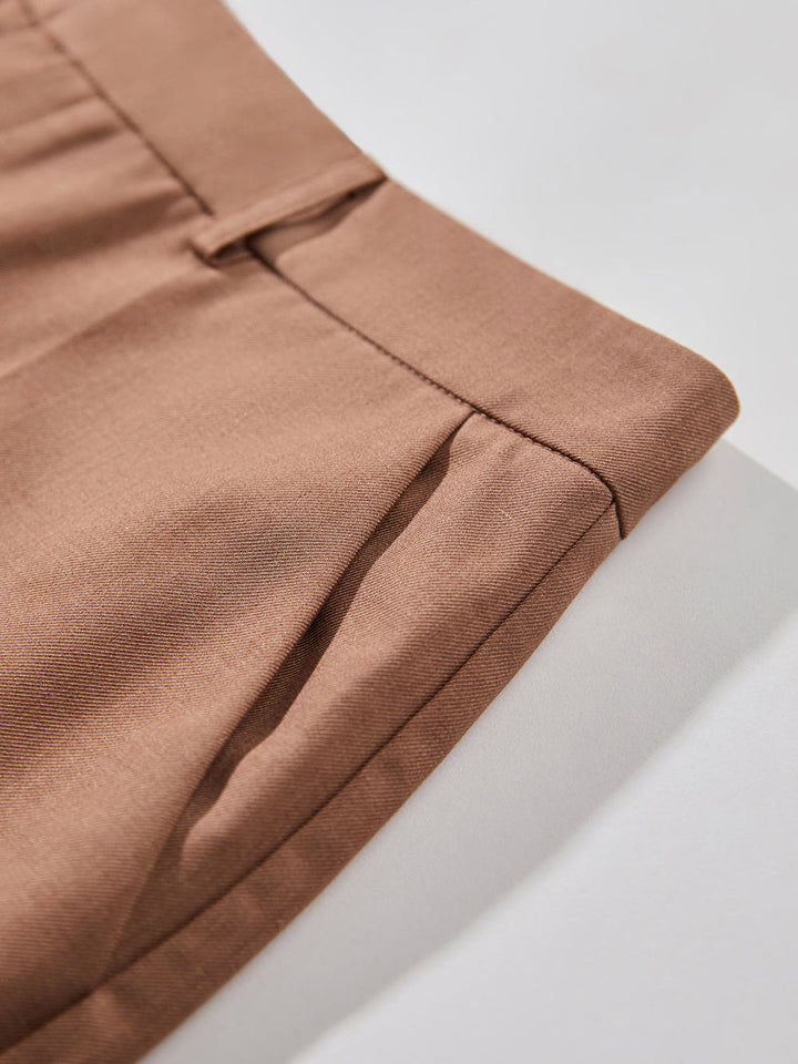 Kehlia | Women's High-Waisted Straight Cropped Trousers-Metro Lane Plaza