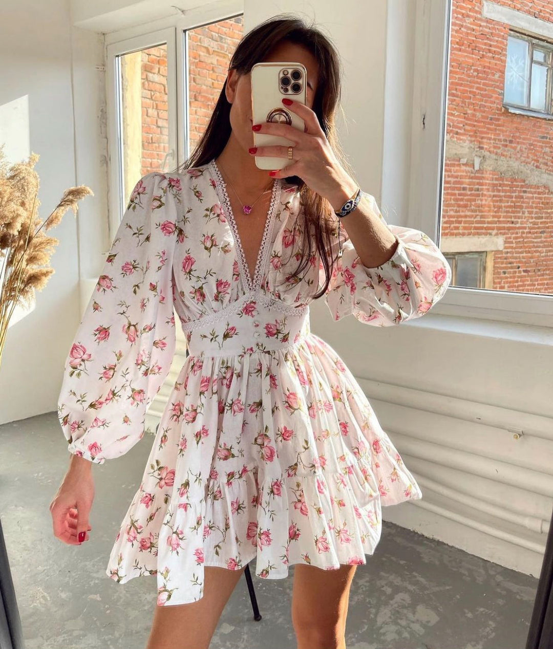 Kelsey | Women's V-Neck A-Line Mini Dress-Metro Lane Plaza