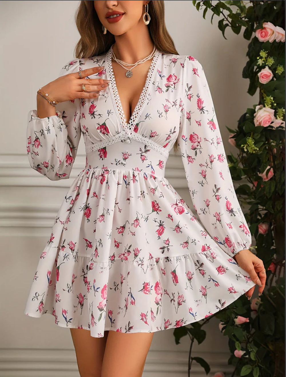 Kelsey | Women's V-Neck A-Line Mini Dress-Metro Lane Plaza