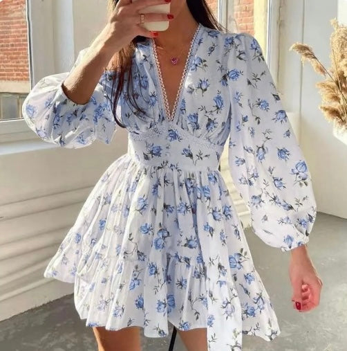 Kelsey | Women's V-Neck A-Line Mini Dress-Metro Lane Plaza