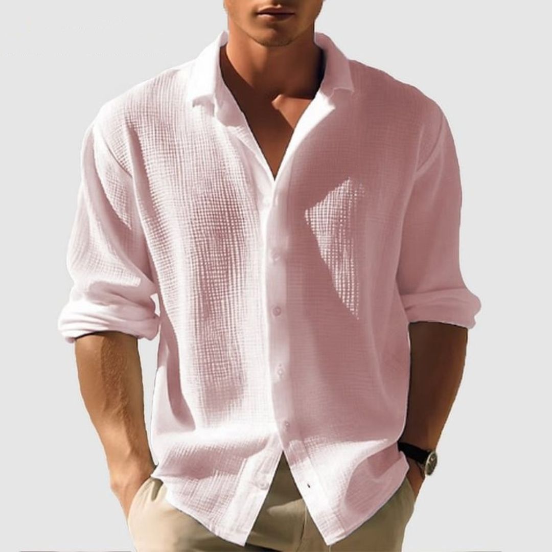Men's Long Sleeve Button-Down Shirt | Stylish and Comfortable Design-Metro Lane Plaza