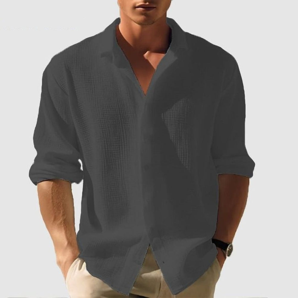 Men's Long Sleeve Button-Down Shirt | Stylish and Comfortable Design-Metro Lane Plaza