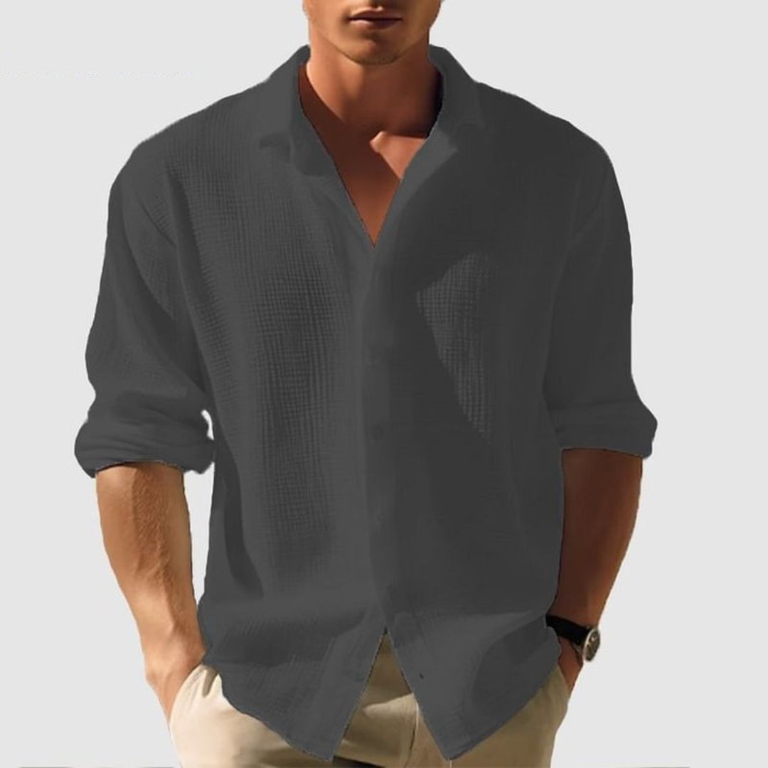 Men's Long Sleeve Button-Down Shirt | Stylish and Comfortable Design-Metro Lane Plaza