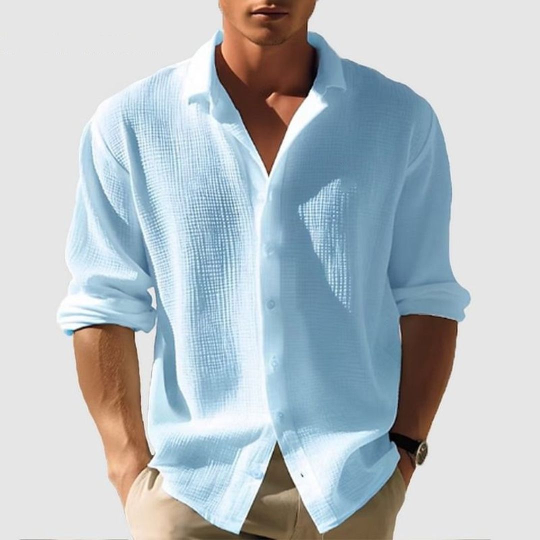 Men's Long Sleeve Button-Down Shirt | Stylish and Comfortable Design-Metro Lane Plaza
