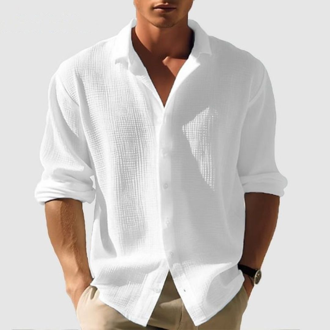 Men's Long Sleeve Button-Down Shirt | Stylish and Comfortable Design-Metro Lane Plaza