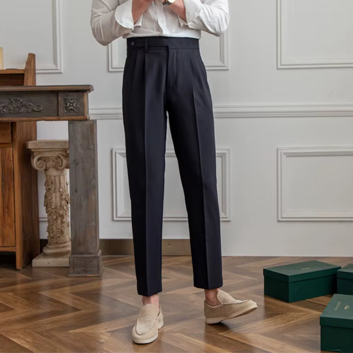 Kelvin | Men's Classic Pleated Dress Trousers-Metro Lane Plaza