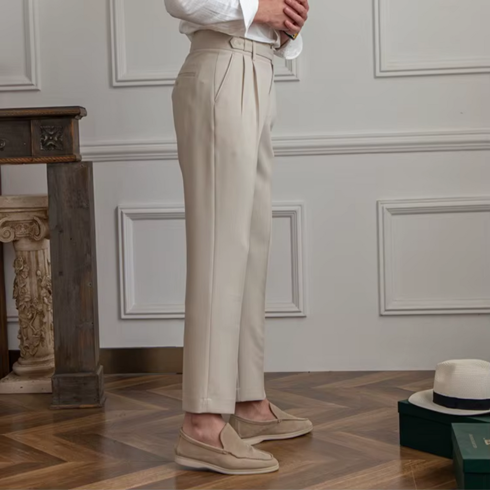 Kelvin | Men's Classic Pleated Dress Trousers-Metro Lane Plaza