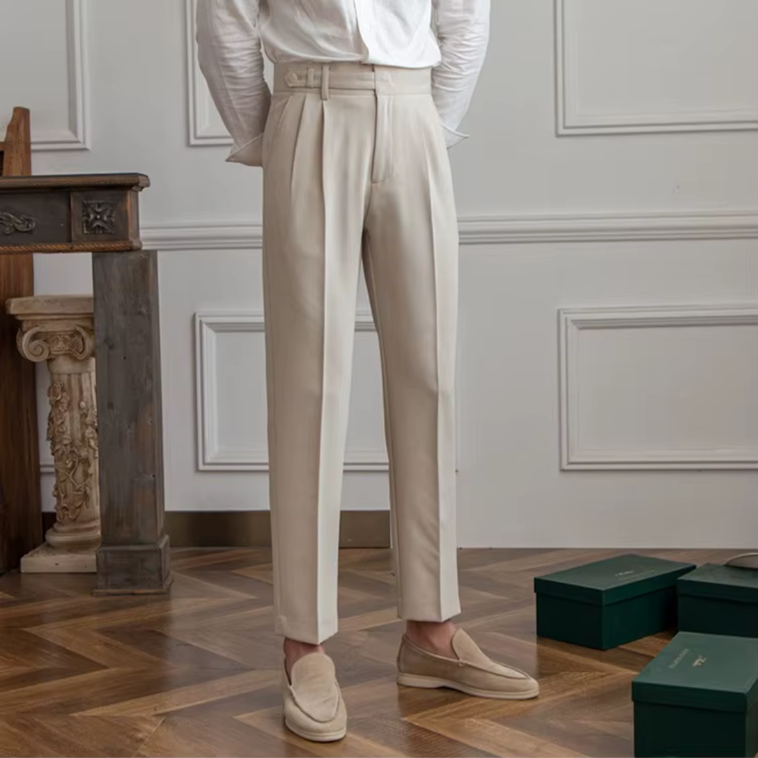 Kelvin | Men's Classic Pleated Dress Trousers-Metro Lane Plaza
