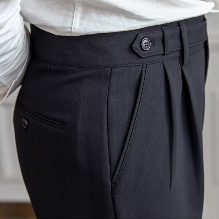 Kelvin | Men's Classic Pleated Dress Trousers-Metro Lane Plaza
