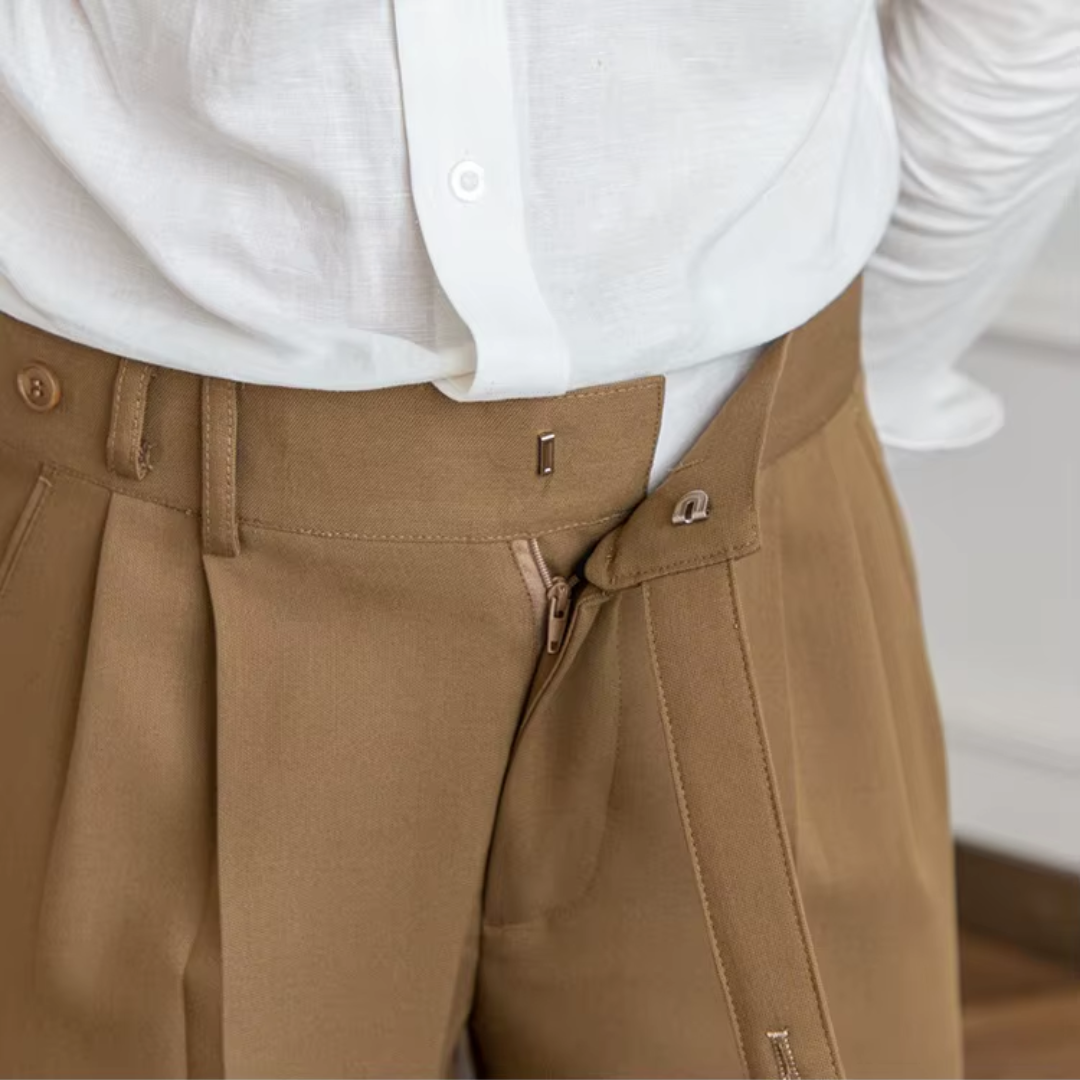 Kelvin | Men's Classic Pleated Dress Trousers-Metro Lane Plaza