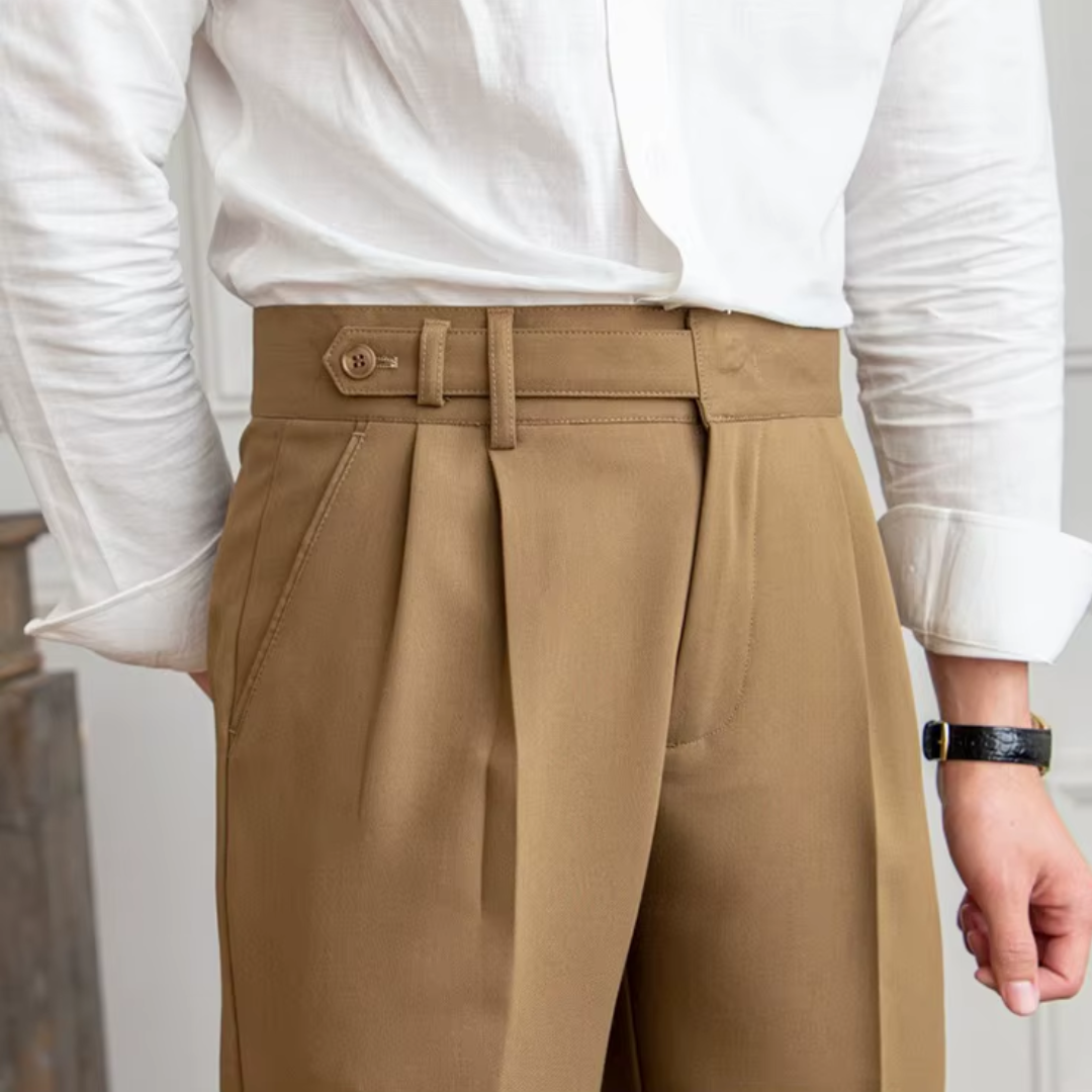 Kelvin | Men's Classic Pleated Dress Trousers-Metro Lane Plaza