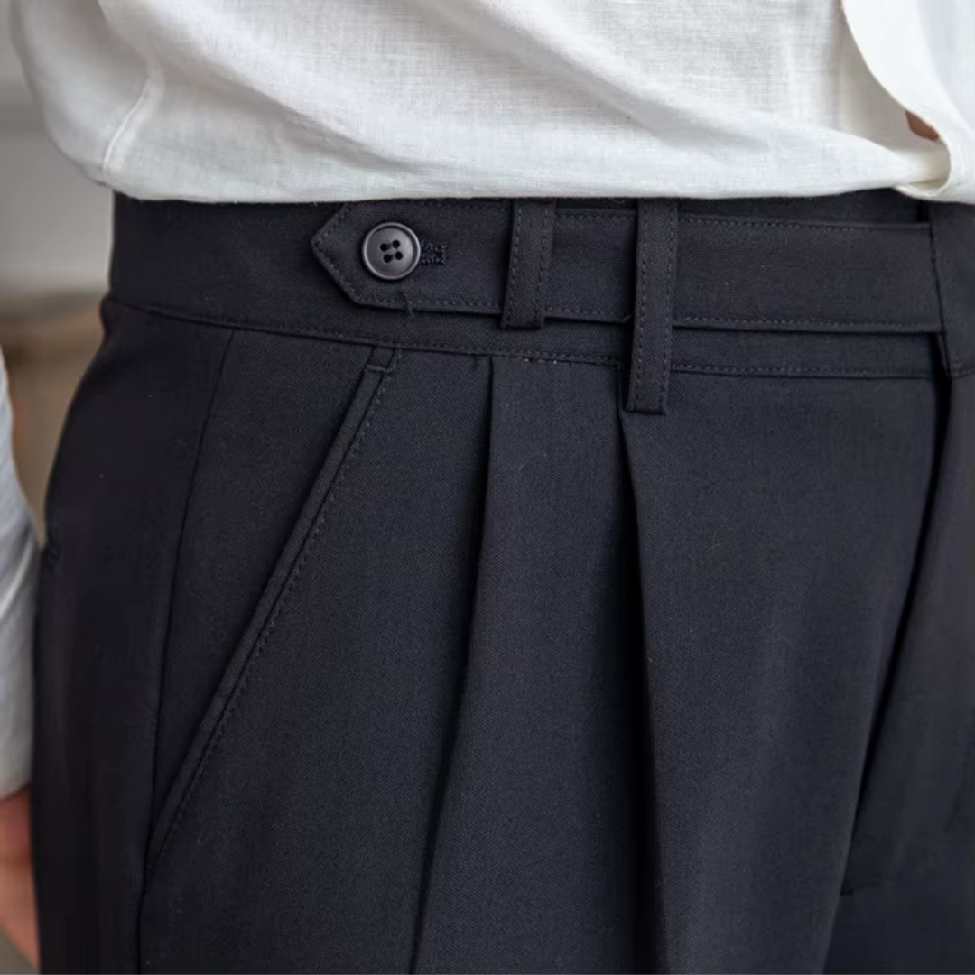 Kelvin | Men's Classic Pleated Dress Trousers-Metro Lane Plaza