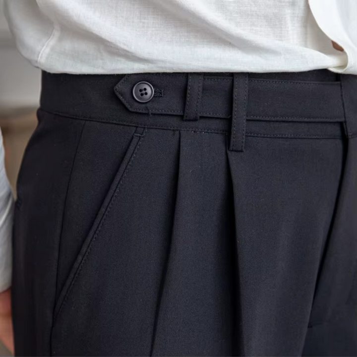 Kelvin | Men's Classic Pleated Dress Trousers-Metro Lane Plaza