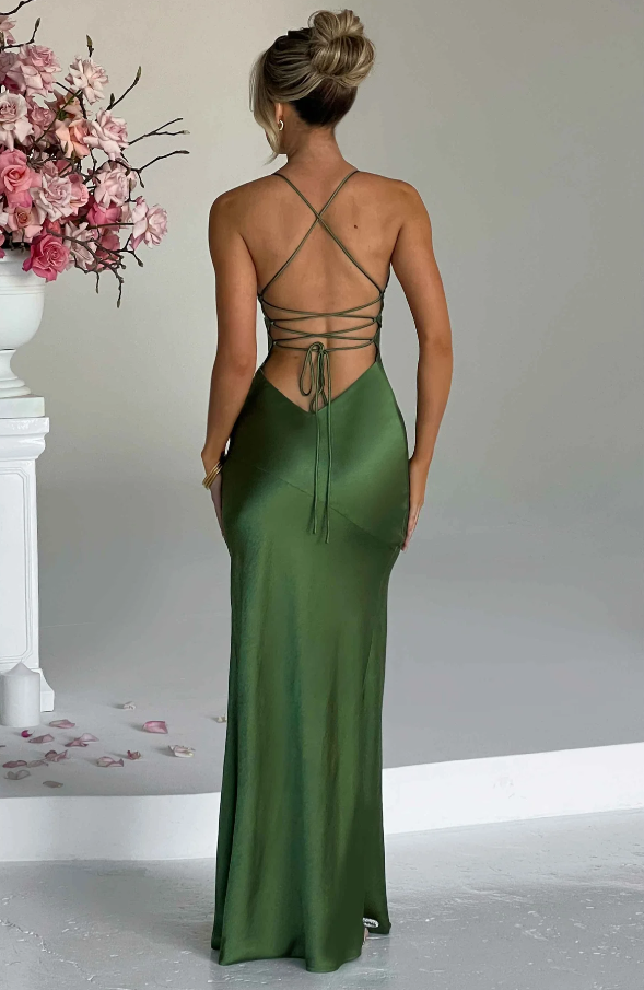 Kim | Women's V-Neck Maxi Slip Dress-Metro Lane Plaza