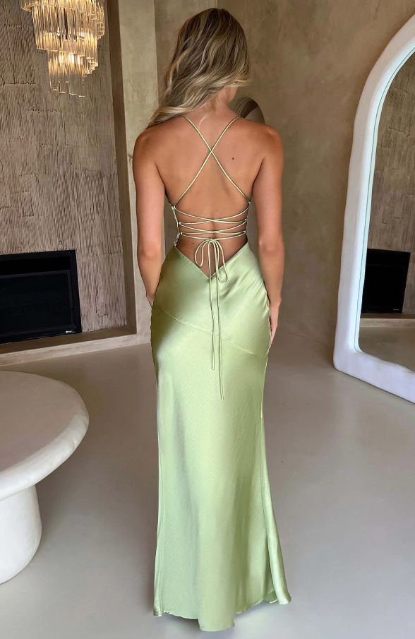 Kim | Women's V-Neck Maxi Slip Dress-Metro Lane Plaza