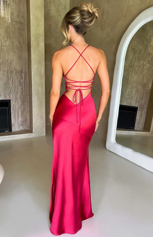 Kim | Women's V-Neck Maxi Slip Dress-Metro Lane Plaza