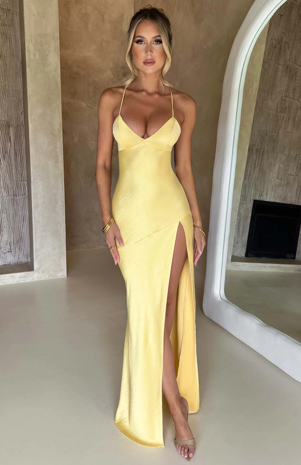 Kim | Women's V-Neck Maxi Slip Dress-Metro Lane Plaza