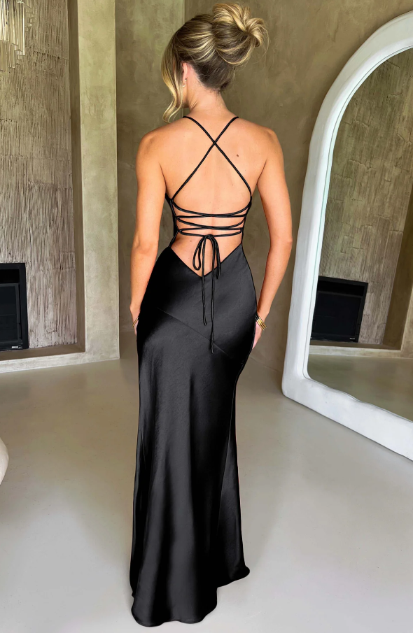 Kim | Women's V-Neck Maxi Slip Dress-Metro Lane Plaza
