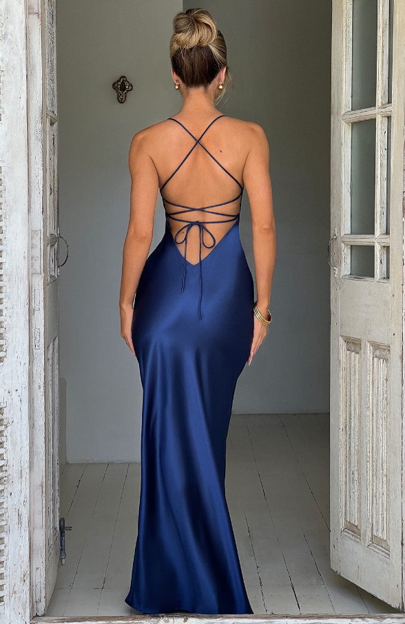 Kim | Women's V-Neck Maxi Slip Dress-Metro Lane Plaza
