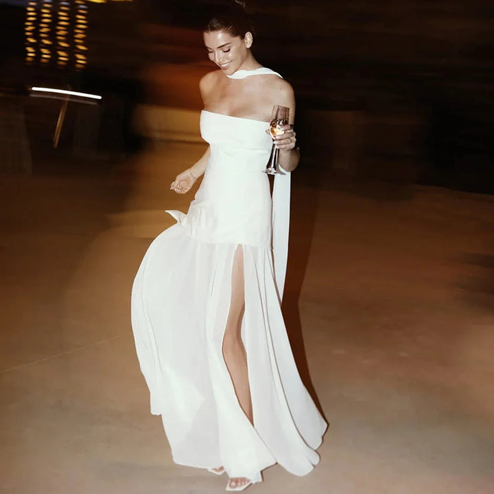 Women's Asymmetrical Layered Maxi Dress-Metro Lane Plaza
