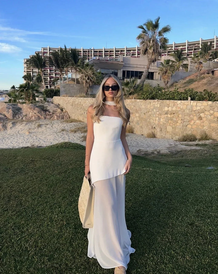 Women's Asymmetrical Layered Maxi Dress-Metro Lane Plaza