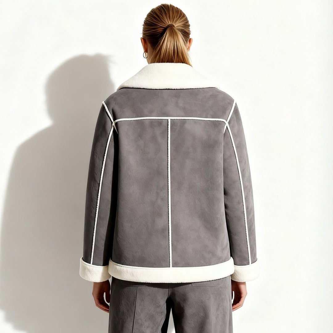 Chaqueta de aviador de borreguito para mujer