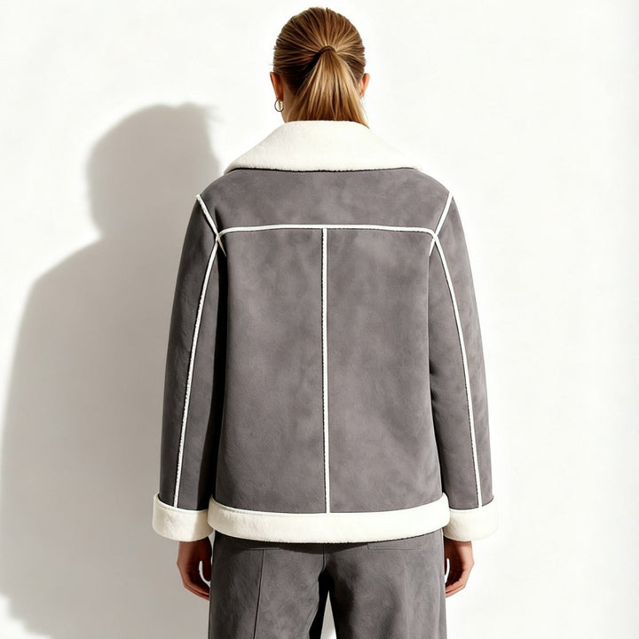 Chaqueta de aviador de borreguito para mujer