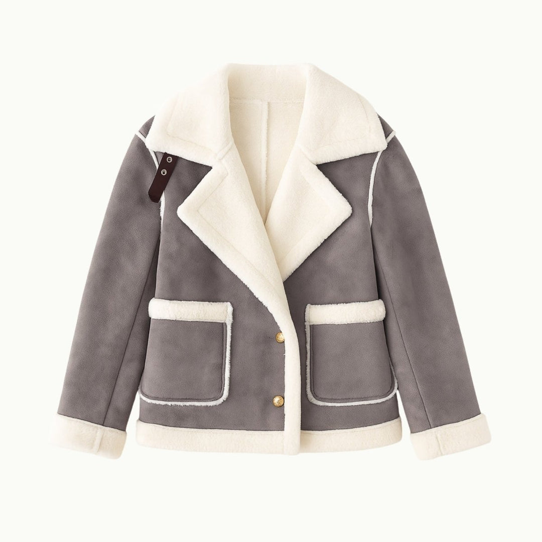 Chaqueta de aviador de borreguito para mujer
