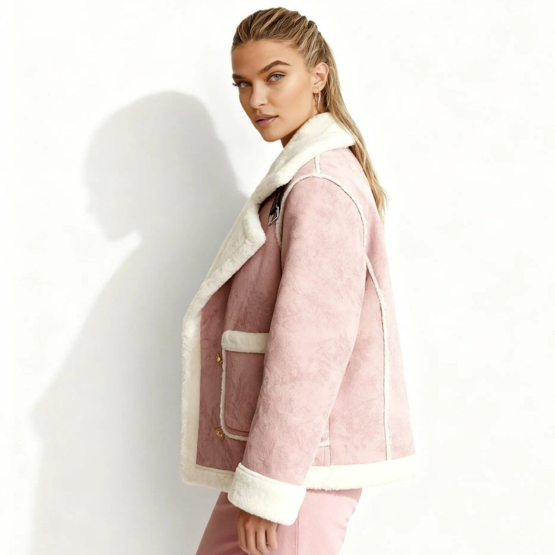 Chaqueta de aviador de borreguito para mujer
