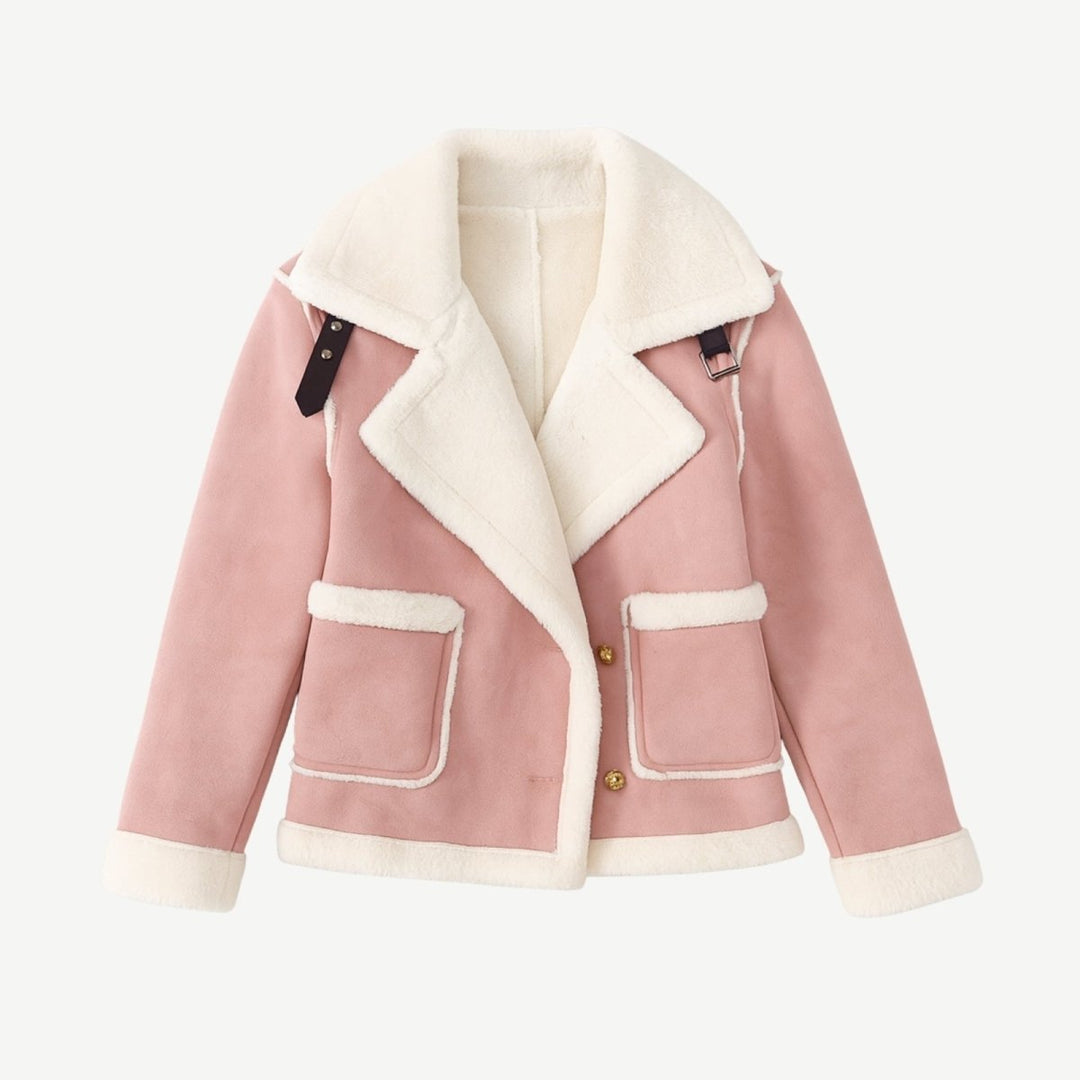 Chaqueta de aviador de borreguito para mujer