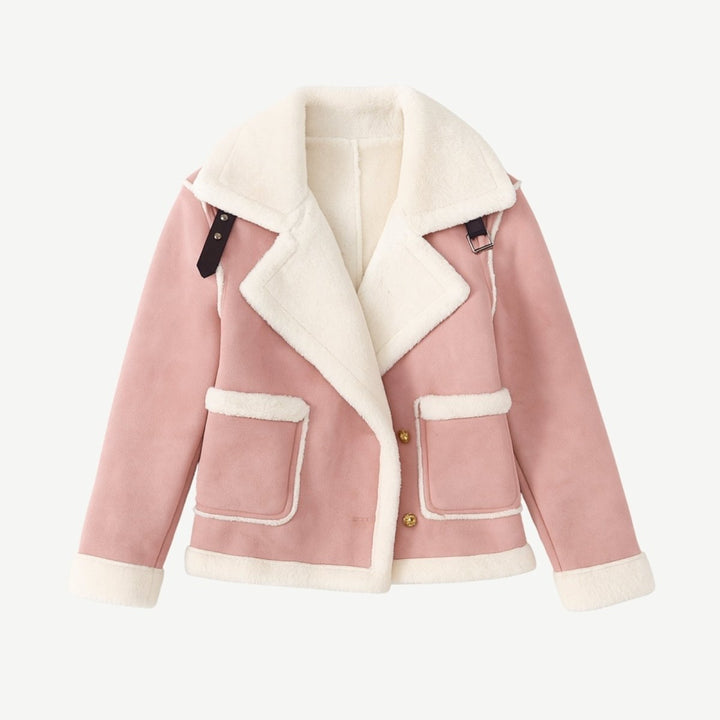Chaqueta de aviador de borreguito para mujer