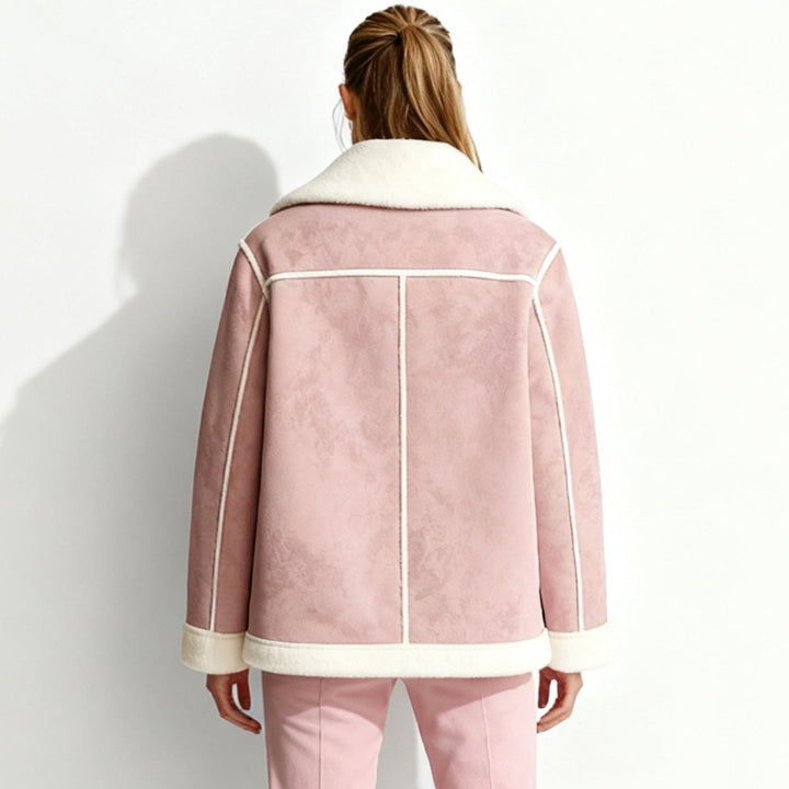 Chaqueta de aviador de borreguito para mujer