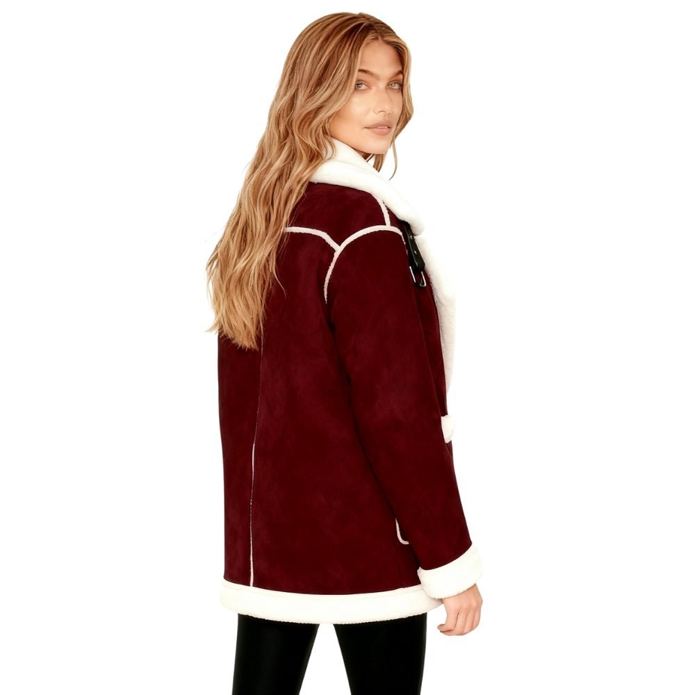 Chaqueta de aviador de borreguito para mujer