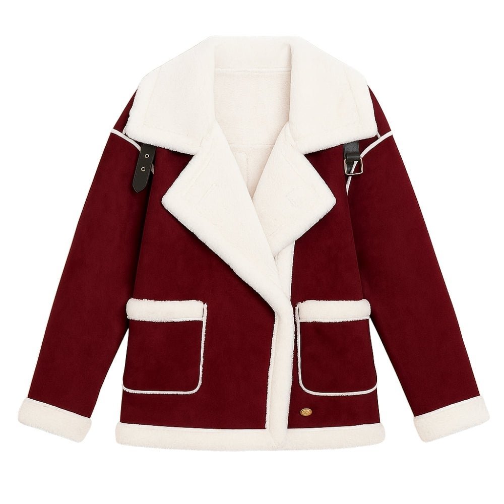 Chaqueta de aviador de borreguito para mujer