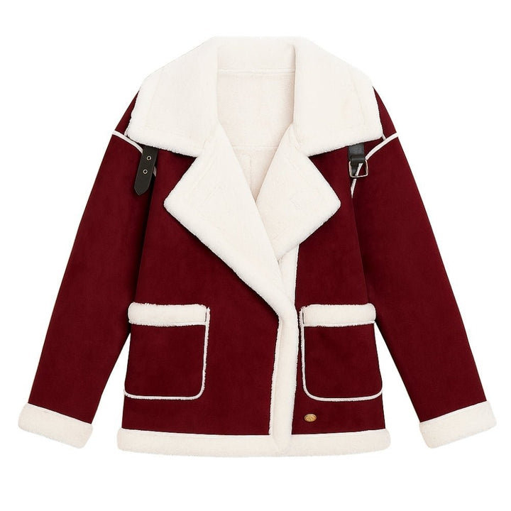 Chaqueta de aviador de borreguito para mujer