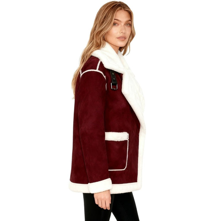 Chaqueta de aviador de borreguito para mujer