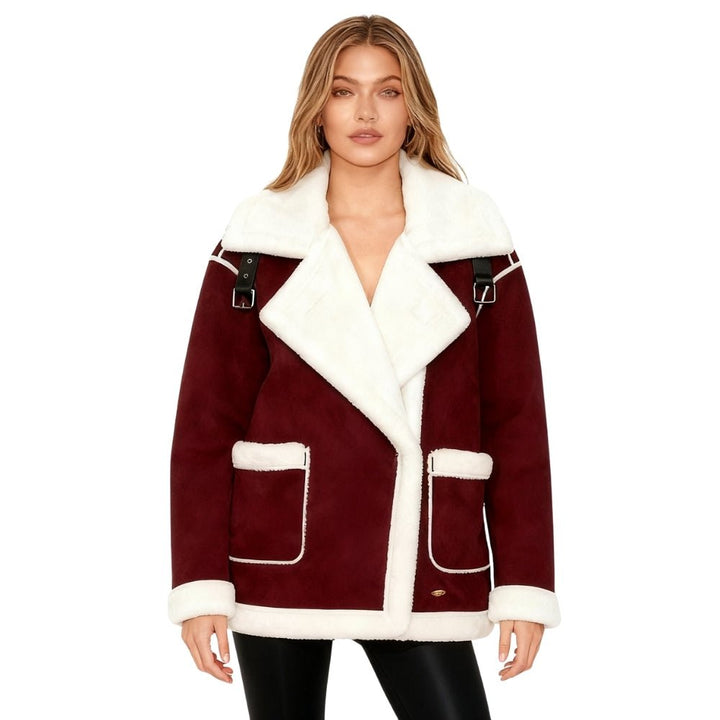 Chaqueta de aviador de borreguito para mujer