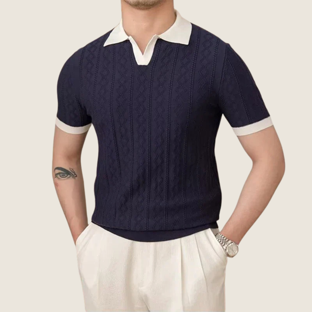Kris | Men's Textured Short Sleeve Polo Top
