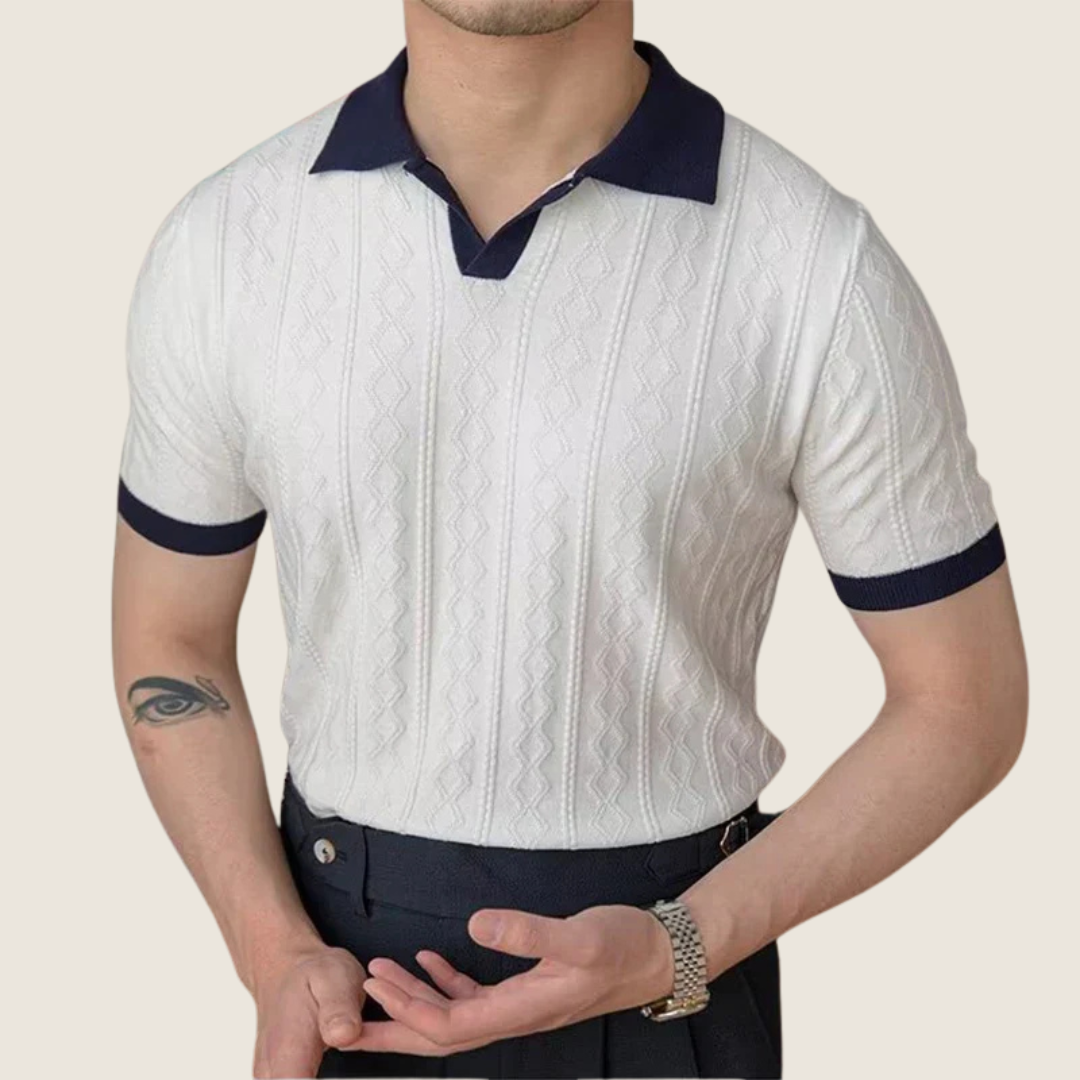 Kris | Men's Textured Short Sleeve Polo Top