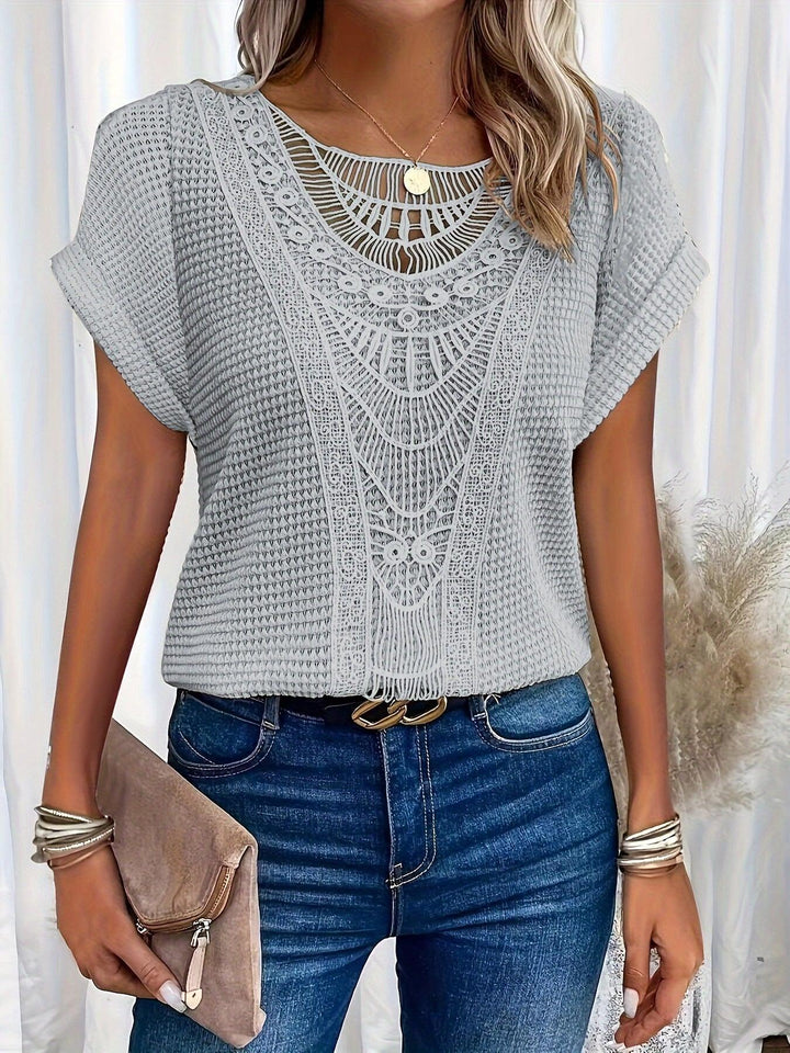 Kristin | Women's Casual Lace Short Sleeve Top-Metro Lane Plaza