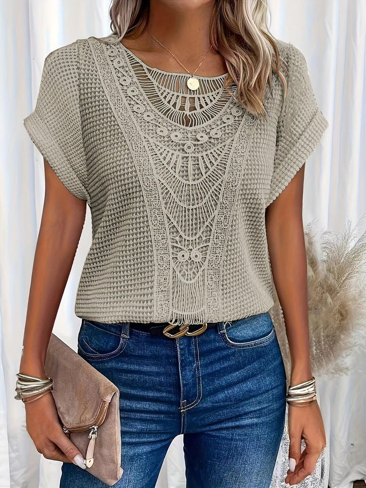 Kristin | Women's Casual Lace Short Sleeve Top-Metro Lane Plaza