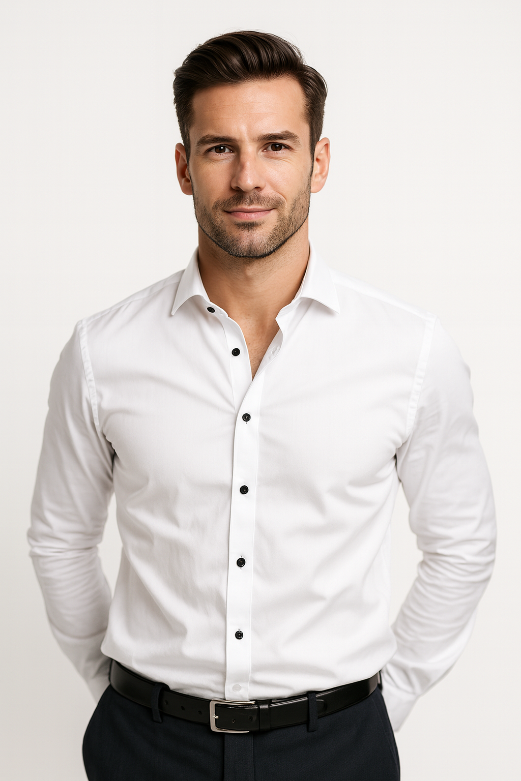 Men's Slim-Fit Button-Up Dress Shirt